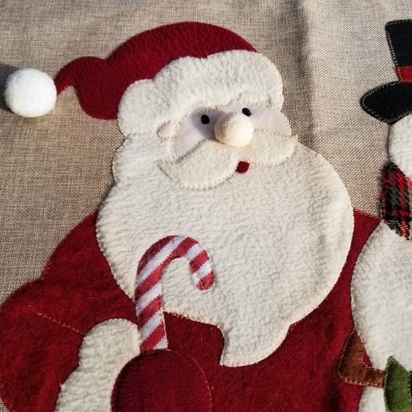 Burlap 48" Round Christmas Tree Skirt Rustic Santa Snowman Cardinal Holly - Picture 5 of 14